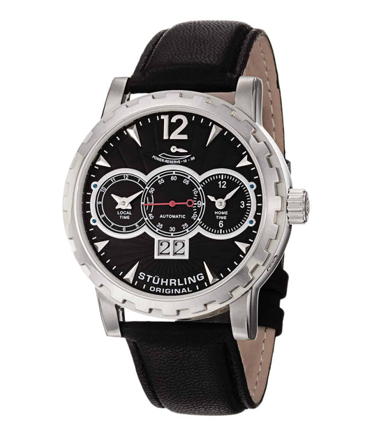 Louie XV 136A Automatic 42mm Classic - Black Dial / Silver Case / Black Leather Strap Deployant Buckle