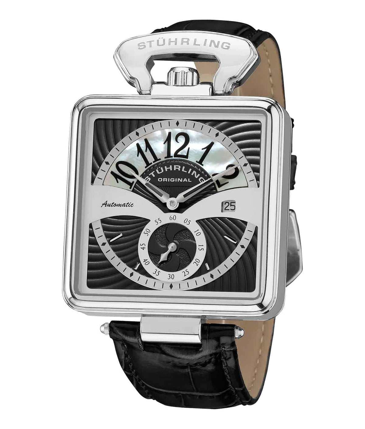 Castello 146A Automatic 42mm Classic - Black Dial / Silver Case / Black Leather Strap Tang Buckle