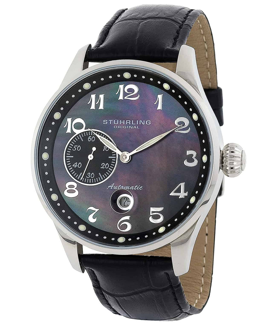 Heritage Grand 148A Automatic 44mm Classic - Black Dial / Silver Case / Black Leather Strap Tang Buckle