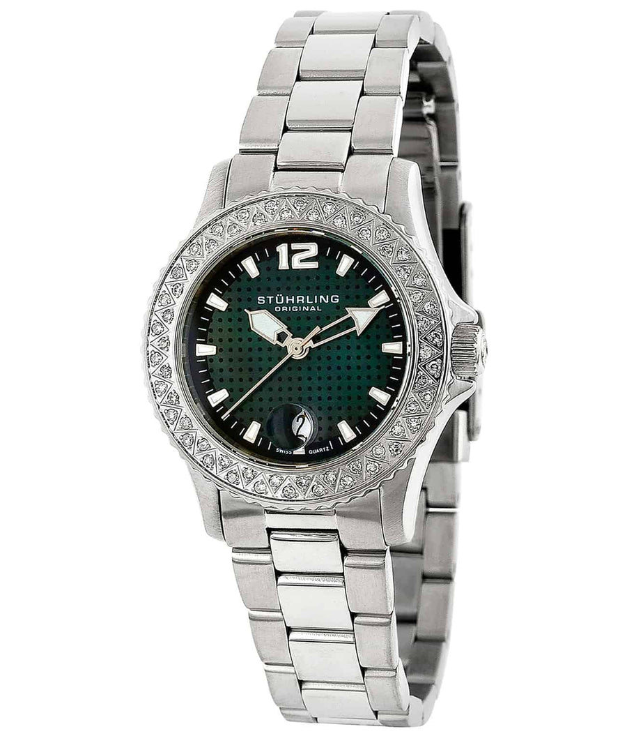 Regatta La Femme 162A Quartz 31mm Diver - Black Dial / Silver Case / Silver Stainless Steel Strap Deployant Buckle