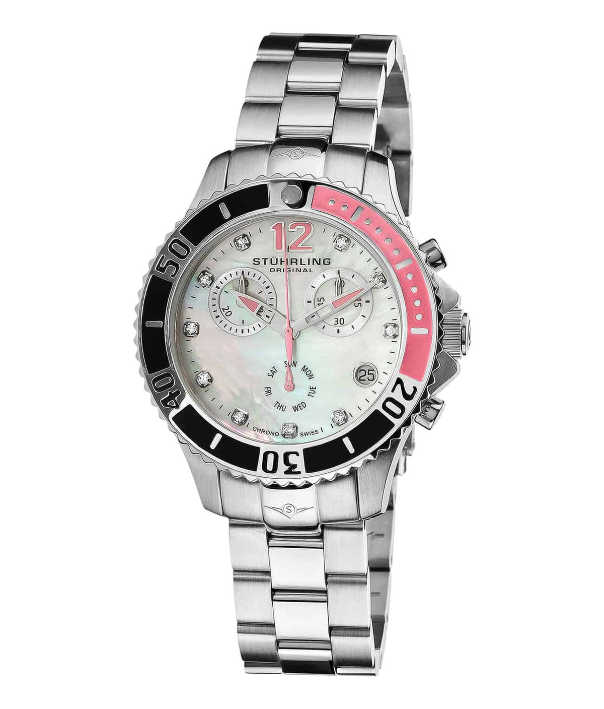 Regatta Pearl 162CR Quartz 36mm Diver - White Dial / Silver Case / Silver Stainless Steel Bracelet Deployant Buckle