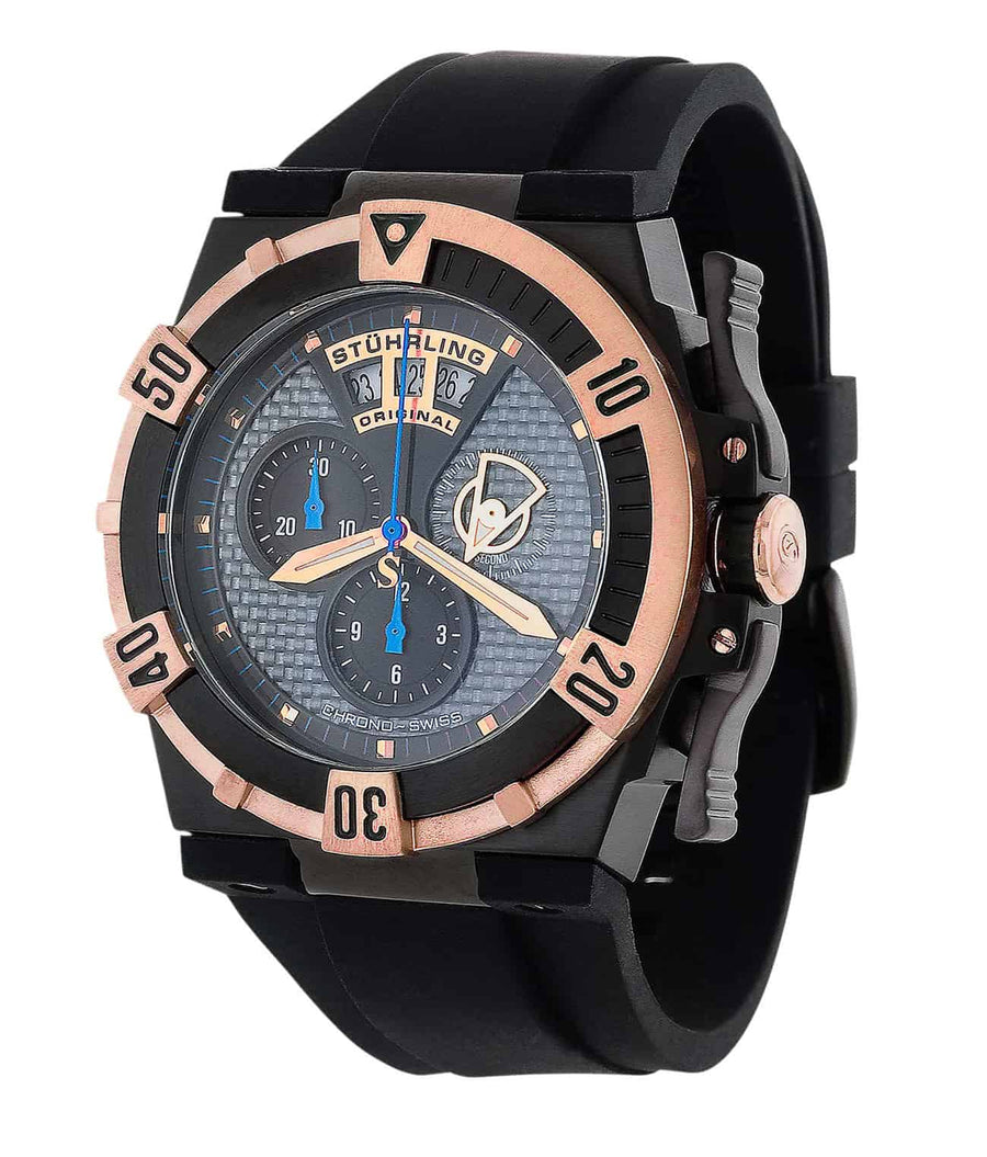 Midnight Falcon 220M Quartz 45mm Diver - Grey Dial / Black PVD Case / Black Silicone Strap Tang Buckle 2
