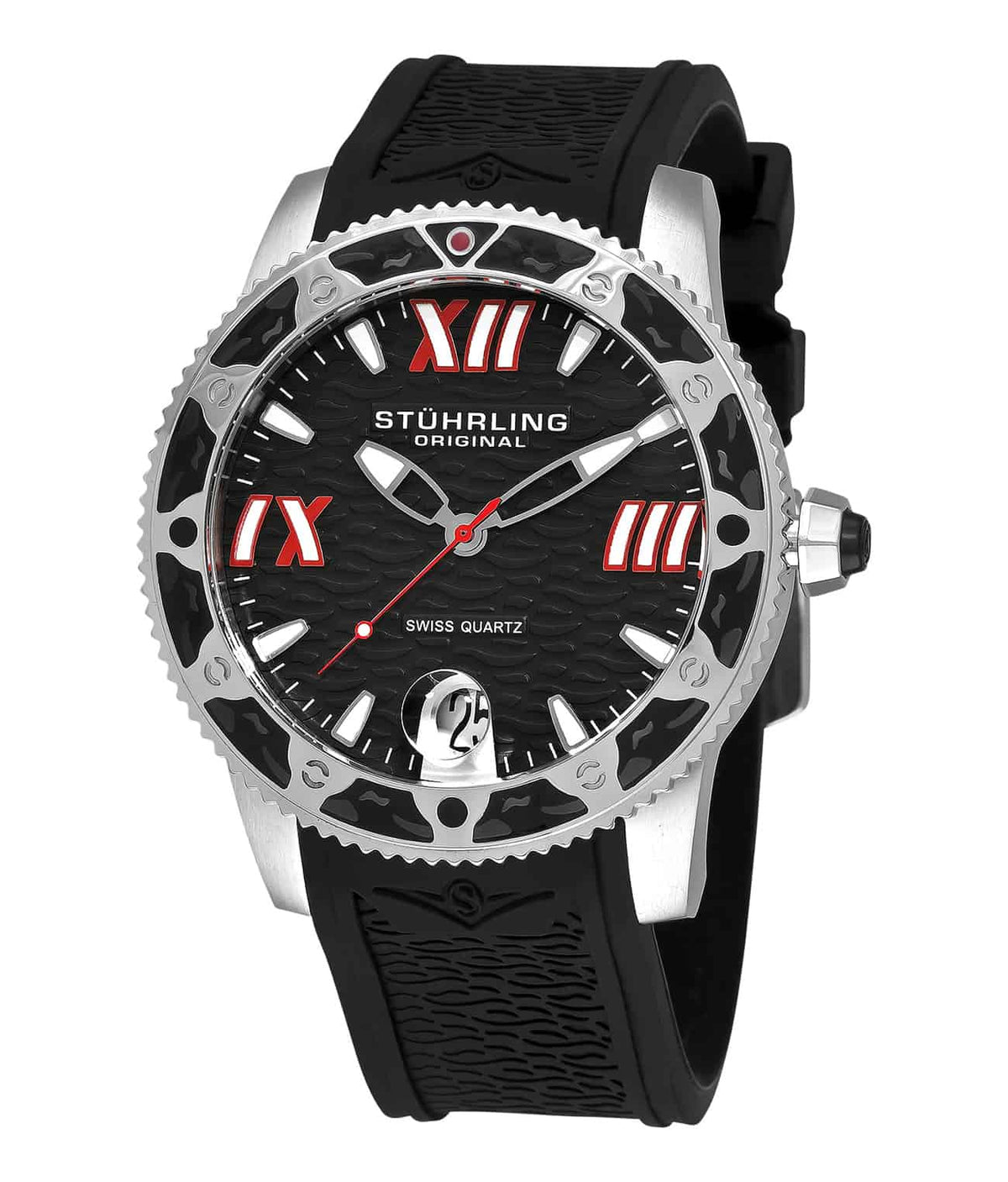 Regatta Weekender 225G Quartz 47mm Diver - Black Dial / Silver Case / Black Silicone Strap Tang Buckle