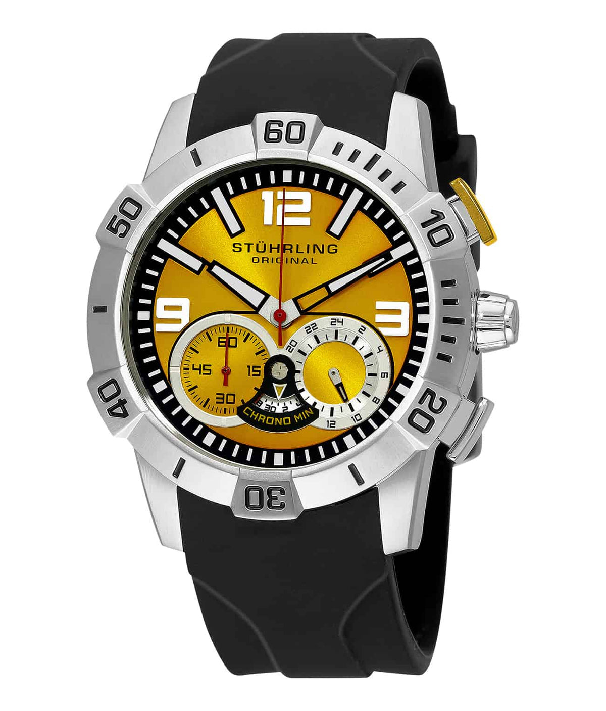 Admiral 265A Quartz 48mm Diver - Yellow Dial / Silver Case / Black Silicone Strap Tang Buckle
