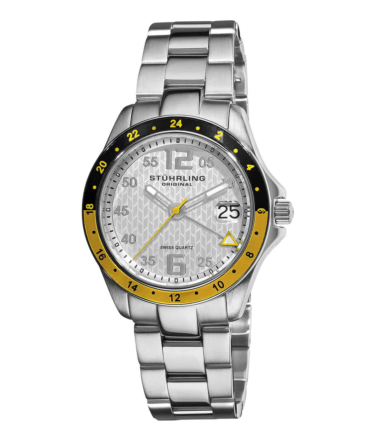 Stührling Lady Galleon 290 Quartz 36mm Diver - Silver Dial / Silver Case / Silver Stainless Steel Bracelet Deployant Buckle