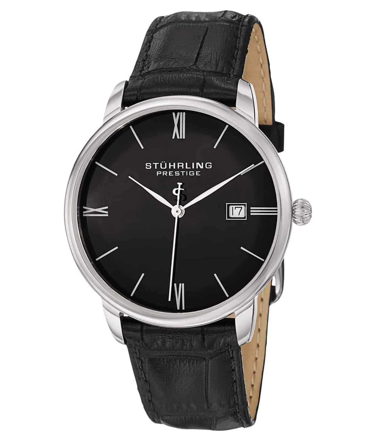 Kingston 307L Quartz 40mm - Black Dial / Silver Case / Black Leather Strap Tang Buckle