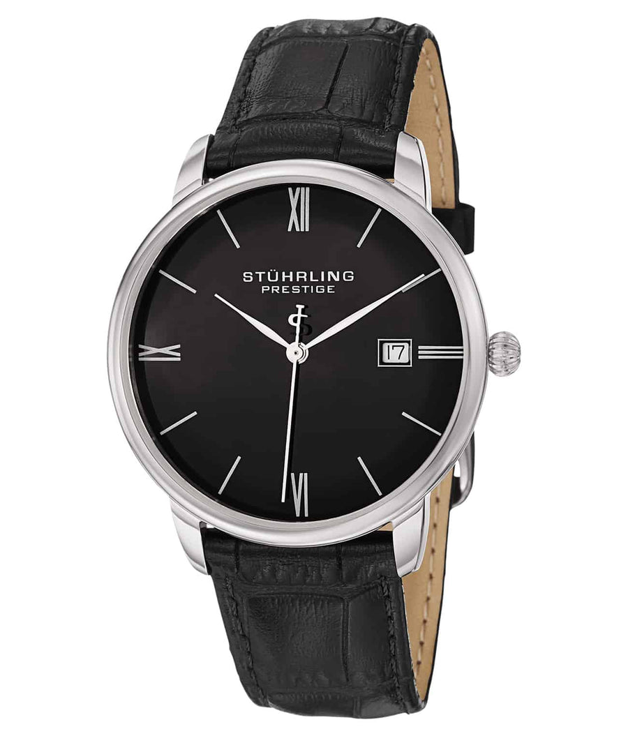 Kingston 307L Quartz 40mm - Black Dial / Silver Case / Black Leather Strap Tang Buckle