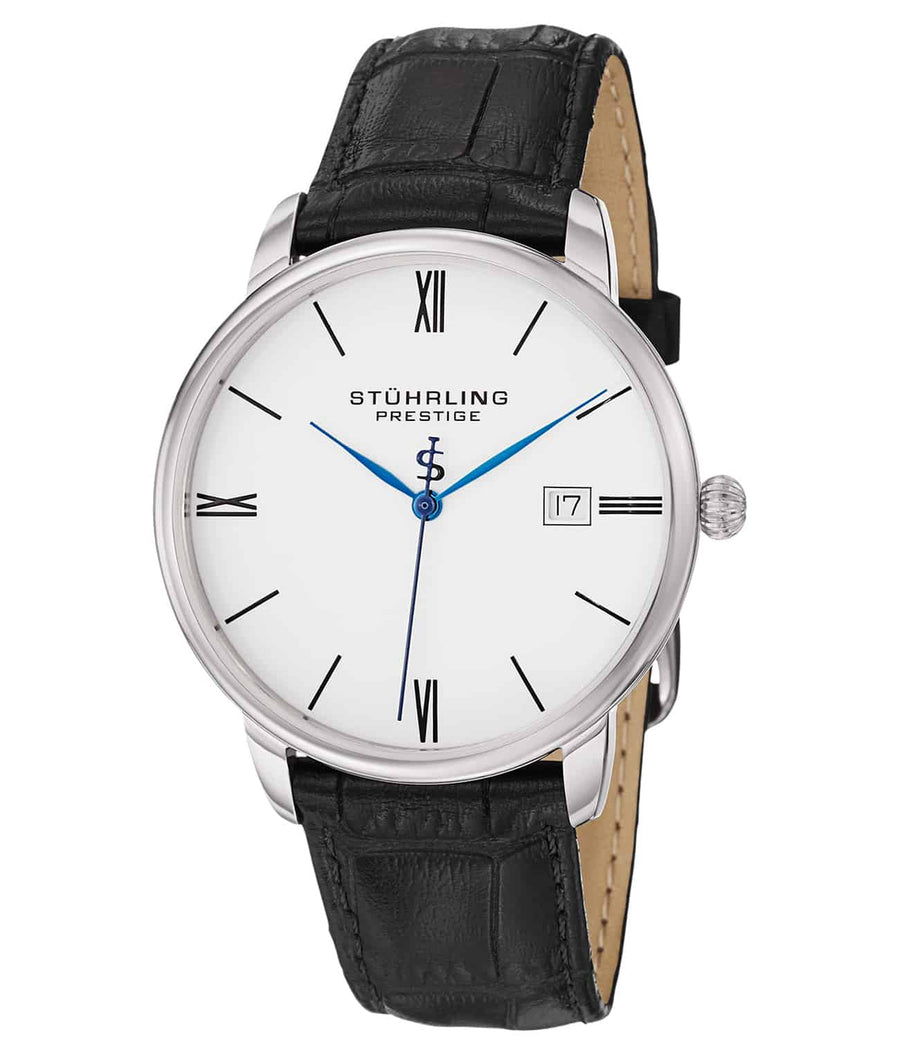 Kingston 307L Quartz 40mm - White Dial / Silver Case / Black Leather Strap Tang Buckle