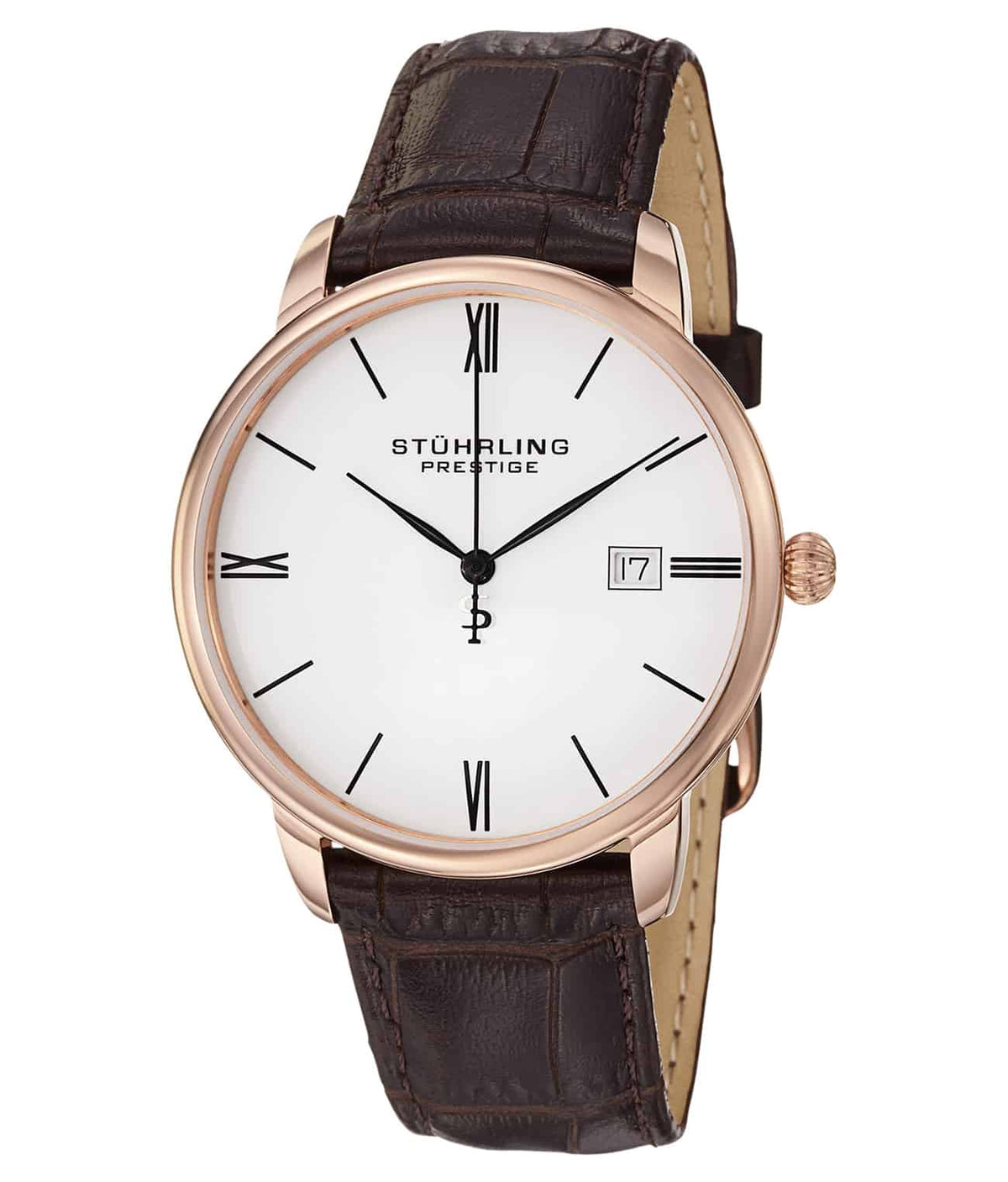 Kingston 307L Quartz 40mm - White Dial / Rose Case / Brown Leather Strap Rose Gold Layered Tang Buckle