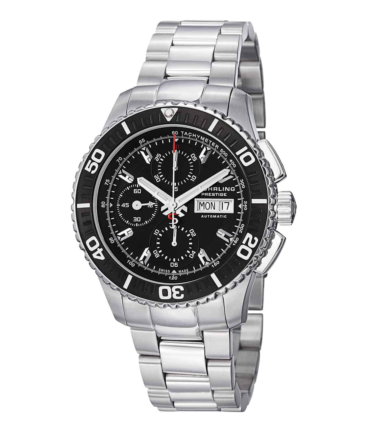 Regatta Victoire 319 Automatic 44mm - Black Dial / Silver Case / Silver Stainless Steel Bracelet Deployant Buckle