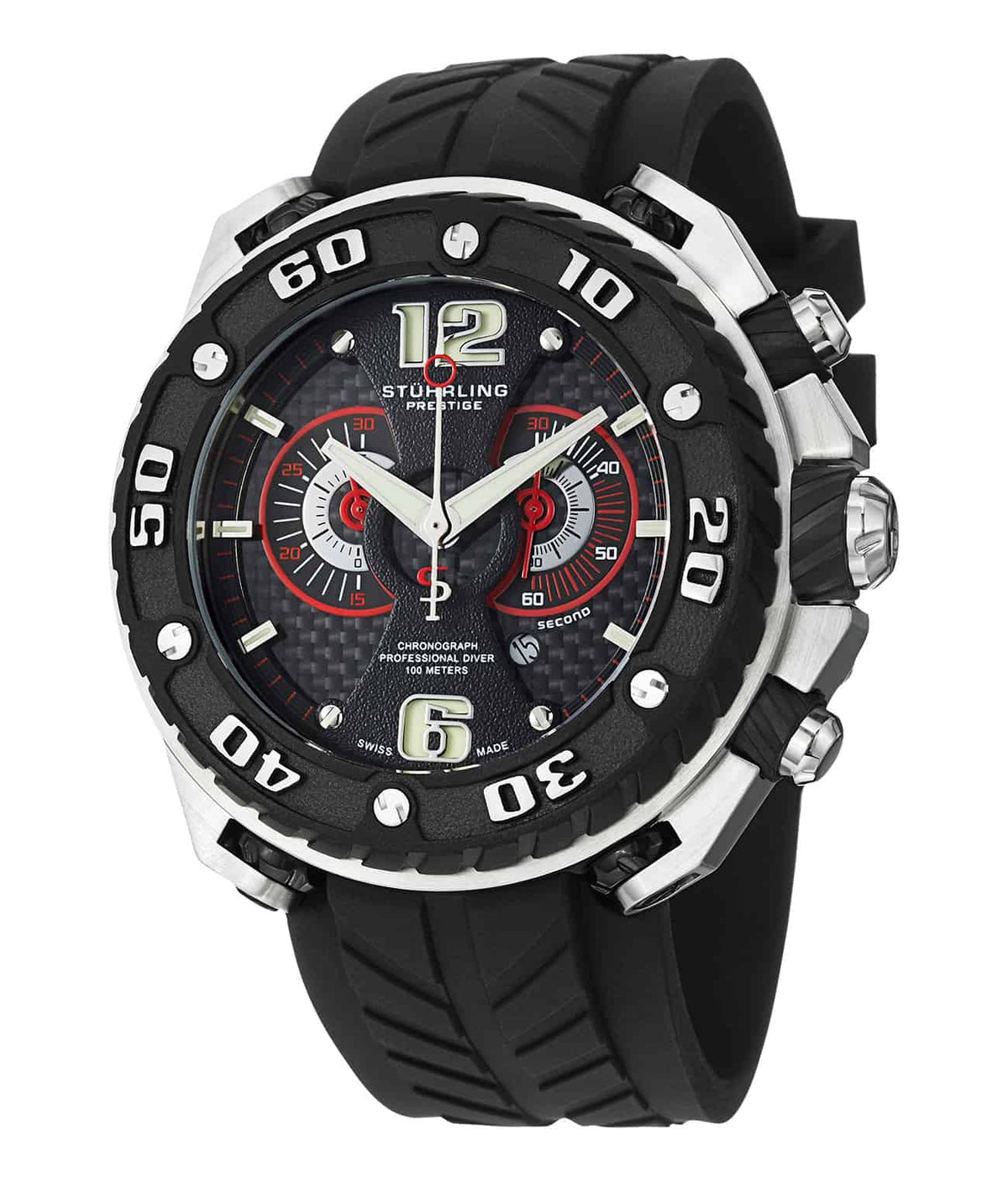 Maverick Prestige II 322B Quartz 53mm - Black Dial / Silver Case / Black Silicone Strap Tang Buckle