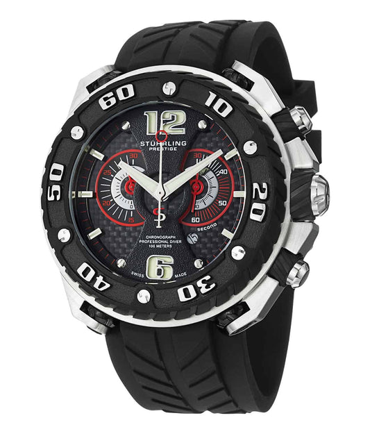 Maverick Prestige II 322B Quartz 53mm - Black Dial / Silver Case / Black Silicone Strap Tang Buckle
