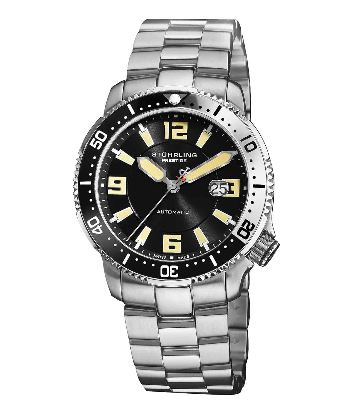 Regatta Cruiser 323 Automatic 42mm - Black Dial / Silver Case / Silver Stainless Steel Bracelet Deployant Buckle