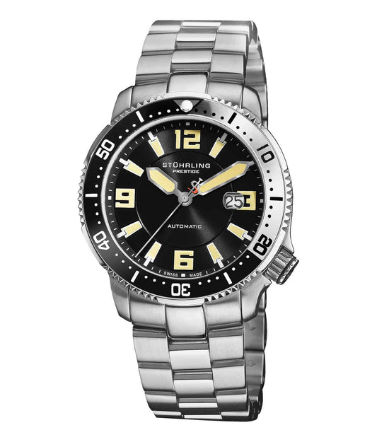 Regatta Cruiser 323 Automatic 42mm - Black Dial / Silver Case / Silver Stainless Steel Bracelet Deployant Buckle