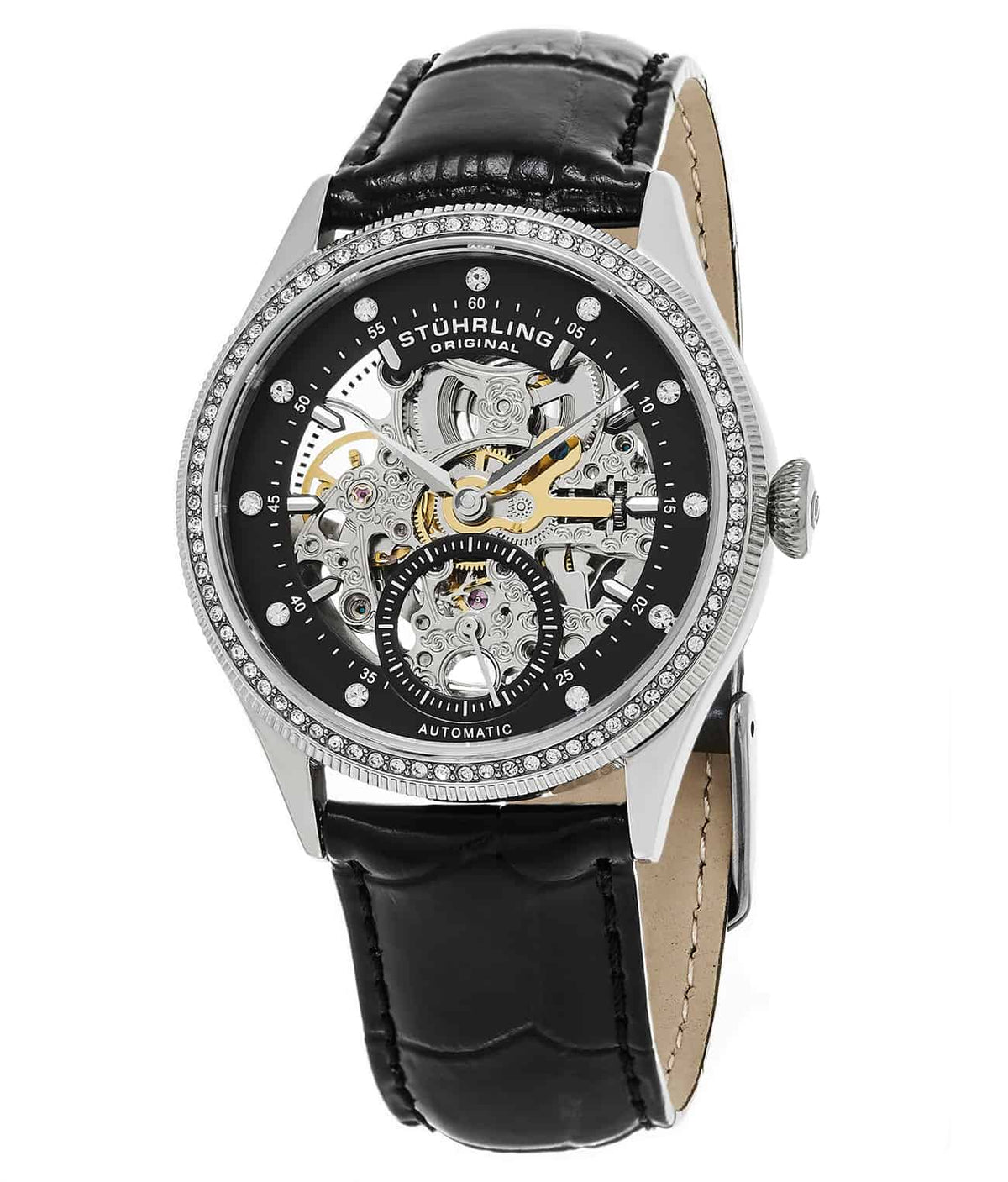 Legacy 351 Automatic 38mm Skeleton - Black Dial / Silver Case / Black Leather Strap Tang Buckle