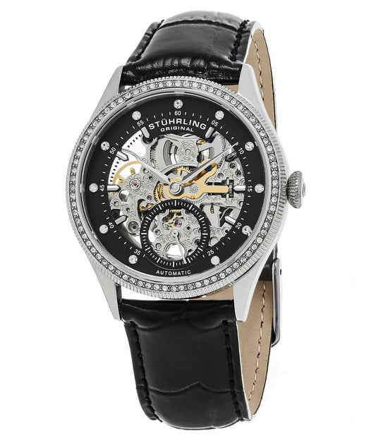 Legacy 351 Automatic 38mm Skeleton - Black Dial / Silver Case / Black Leather Strap Tang Buckle