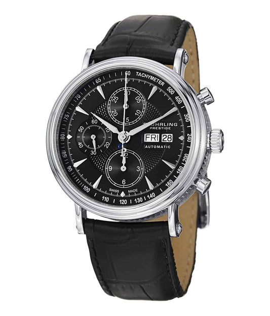 Paradigm 363 Automatic 42mm - Black Dial / Silver Case / Black Leather Strap Tang Buckle