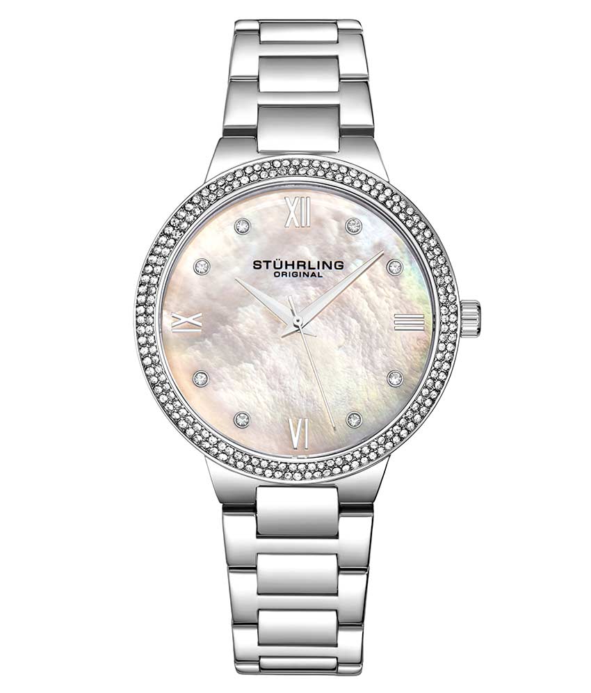 Stührling Carrara 3907 Quartz 38mm Classic - Silver Mother-of-pearl Dial/ Silver Bracelet