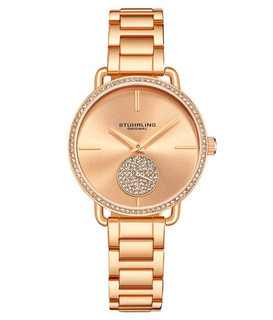 Stührling Astraea 3909 Quartz 38mm Fashion - Rose Dial / Rose Case / Rose Stainless Steel Bracelet Deployant Buckle