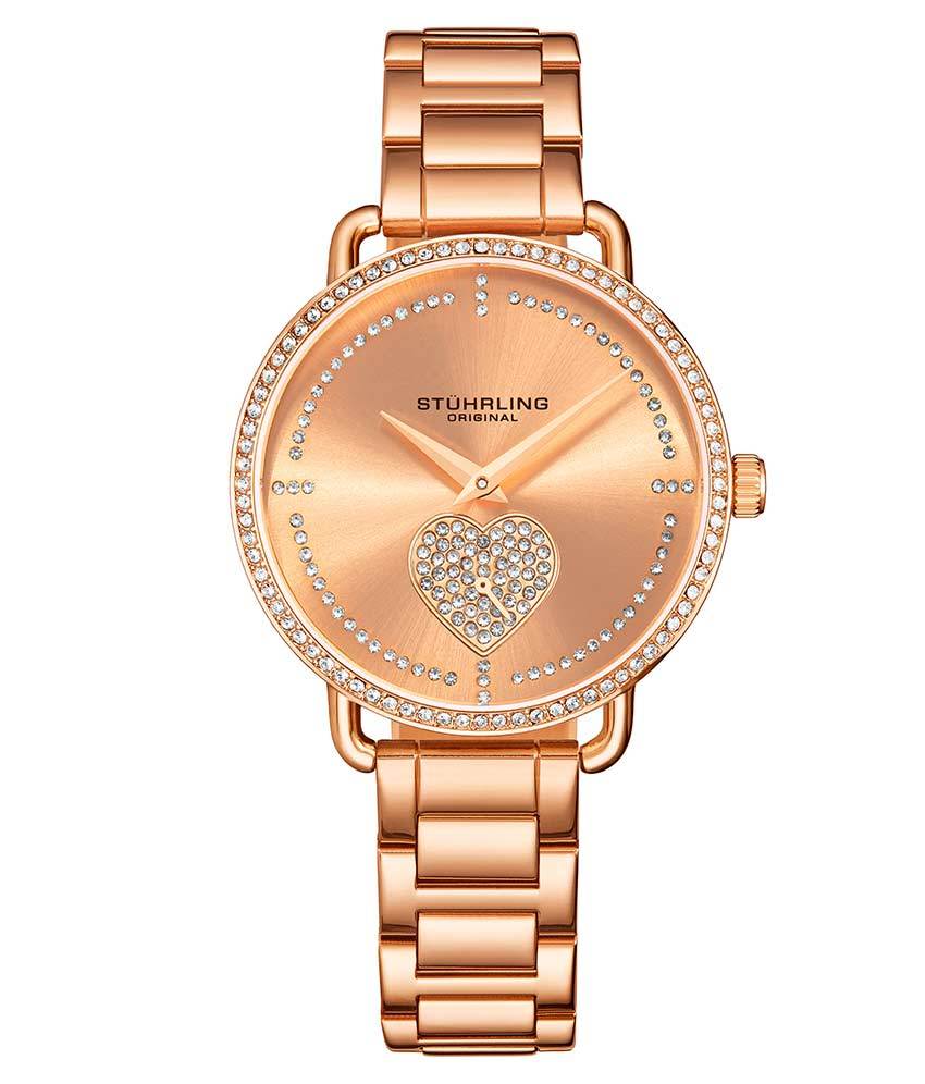 Stührling Valentina 3910 Quartz 38mm Fashion - Rose Dial / Rose Case / Rose Stainless Steel Bracelet Rose Gold Layered Deployant Buckle