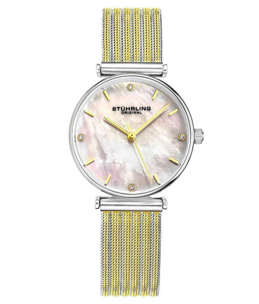 Stührling Cambria 3927 Quartz 32mm Classic - Silver Dial/Silver Case/Gold Bracelet