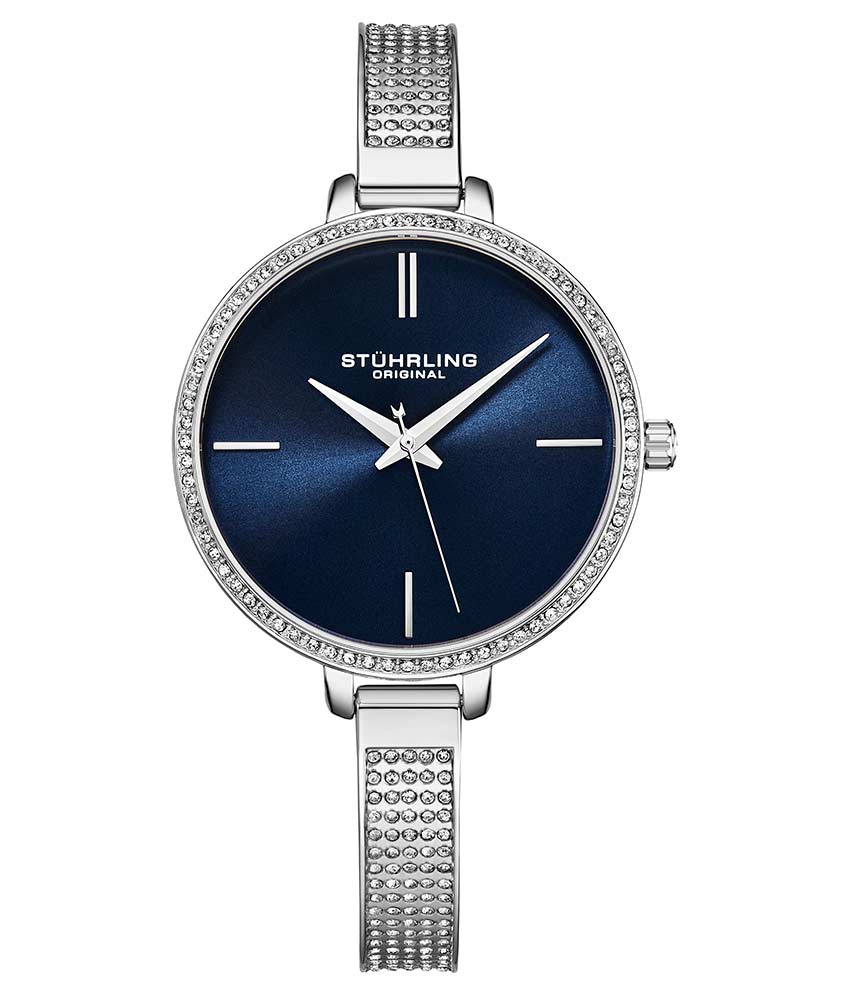 Stührling Pentai 3949 Quartz 36mm Fashion - Blue Dial / Silver Case / Silver Stainless Steel Bracelet Silver Buckle