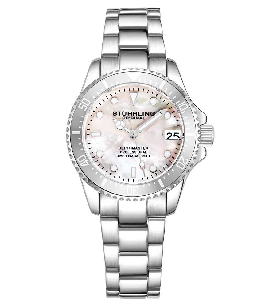 Stührling Depthmaster 3950L Quartz 32mm Fashion - White Dial/Silver Case/Silver Bracelet