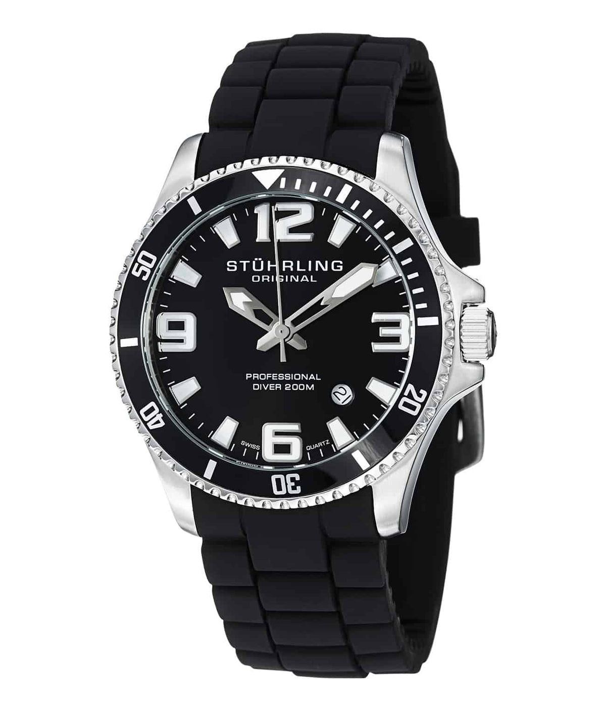 Regatta Champion Sport 395R Quartz 44mm Diver - Black Dial / Silver Case / Black Rubber Strap Tang Buckle