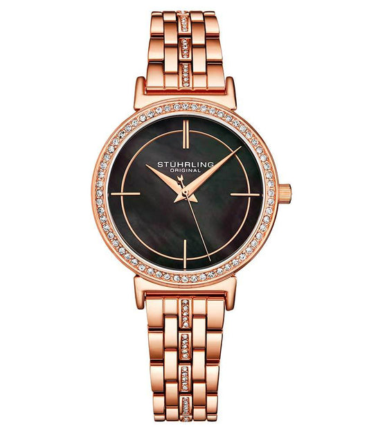 Stührling Mosaic 3987 Quartz 33mm Classic - Black Dial/Rose Case/Rose Bracelet