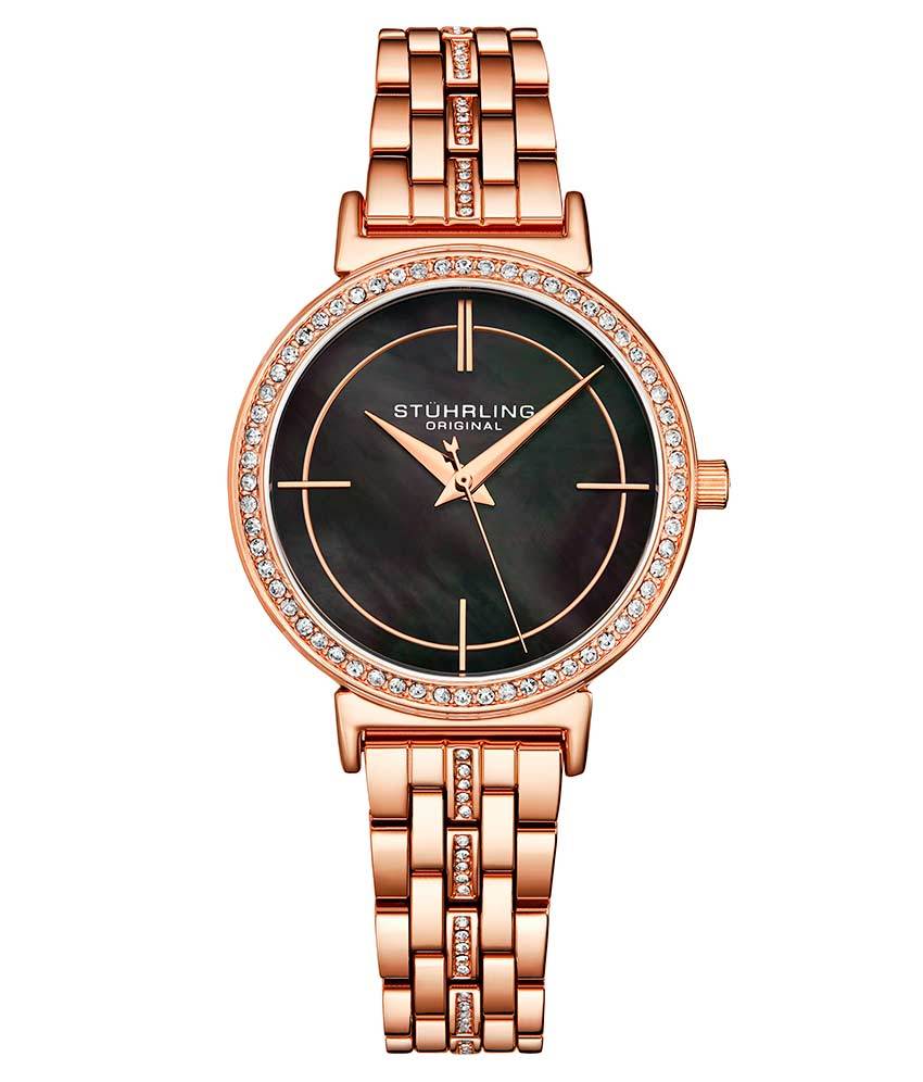 Stührling Mosaic 3987 Quartz 33mm Classic - Black Dial/Rose Case/Rose Bracelet