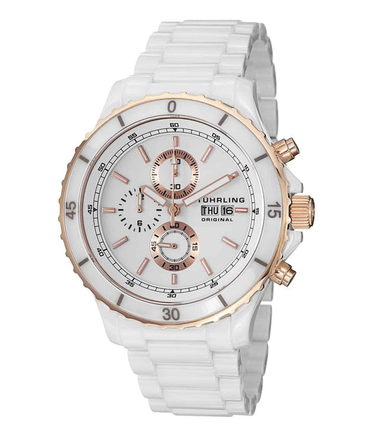 Regatta Ceramic Chrono 403 Quartz 45mm Diver - White Dial / White Case / White Ceramic Bracelet Deployant Buckle
