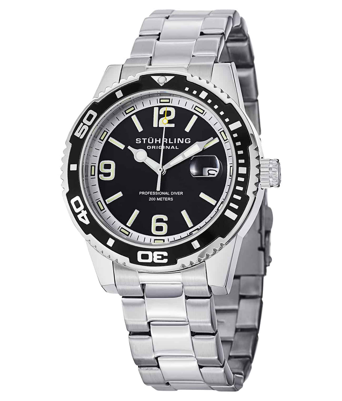 Regatta 415 Quartz 43mm Diver - Black Dial / Silver Case / Silver Stainless Steel Bracelet Deployant Buckle