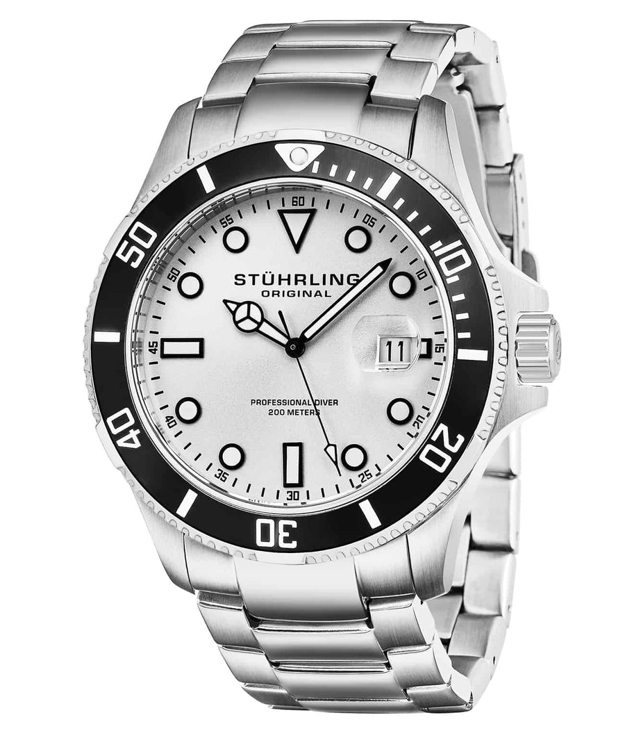 Regatta Espora 417 Quartz 44mm Diver - Silver Dial / Silver Case / Silver Stainless Steel Bracelet Deployant Buckle