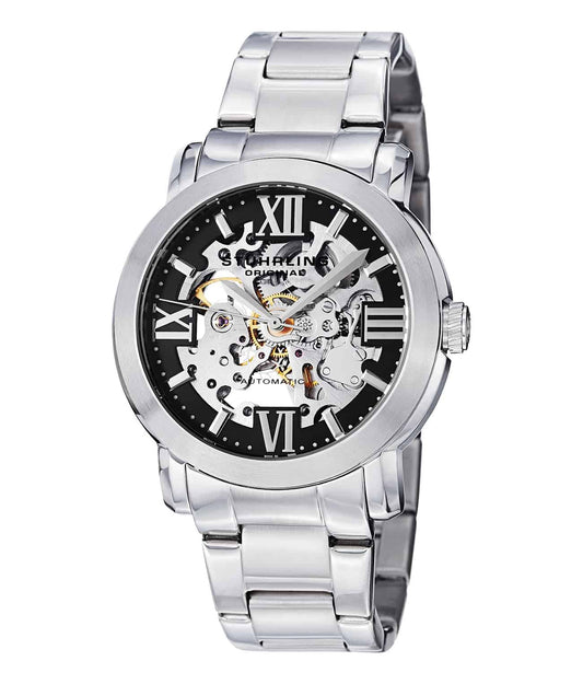 Stührling Winchester Supreme 430G Automatic 42mm Skeleton - Black Dial / Silver Case / Silver Stainless Steel Bracelet Deployant Buckle