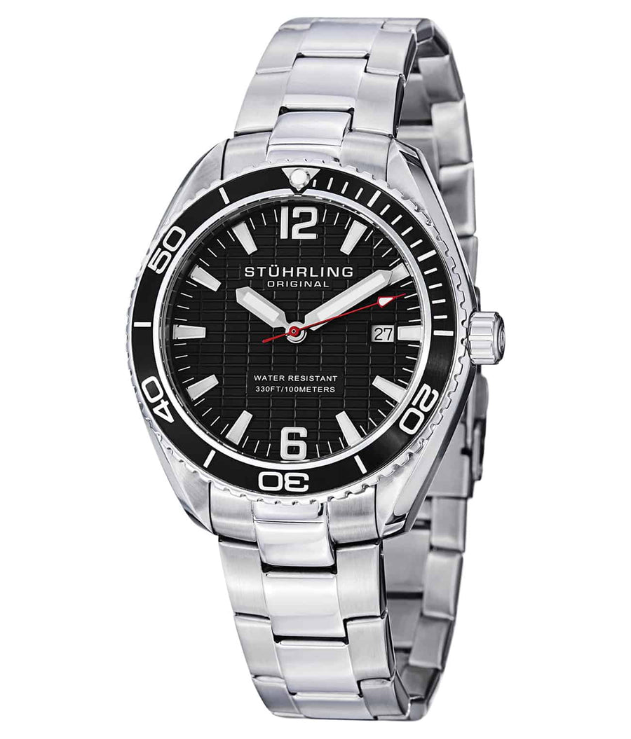 Regatta Endeavor 515 Quartz 42mm Diver - Black Dial / Silver Case / Silver Stainless Steel Bracelet Deployant Buckle