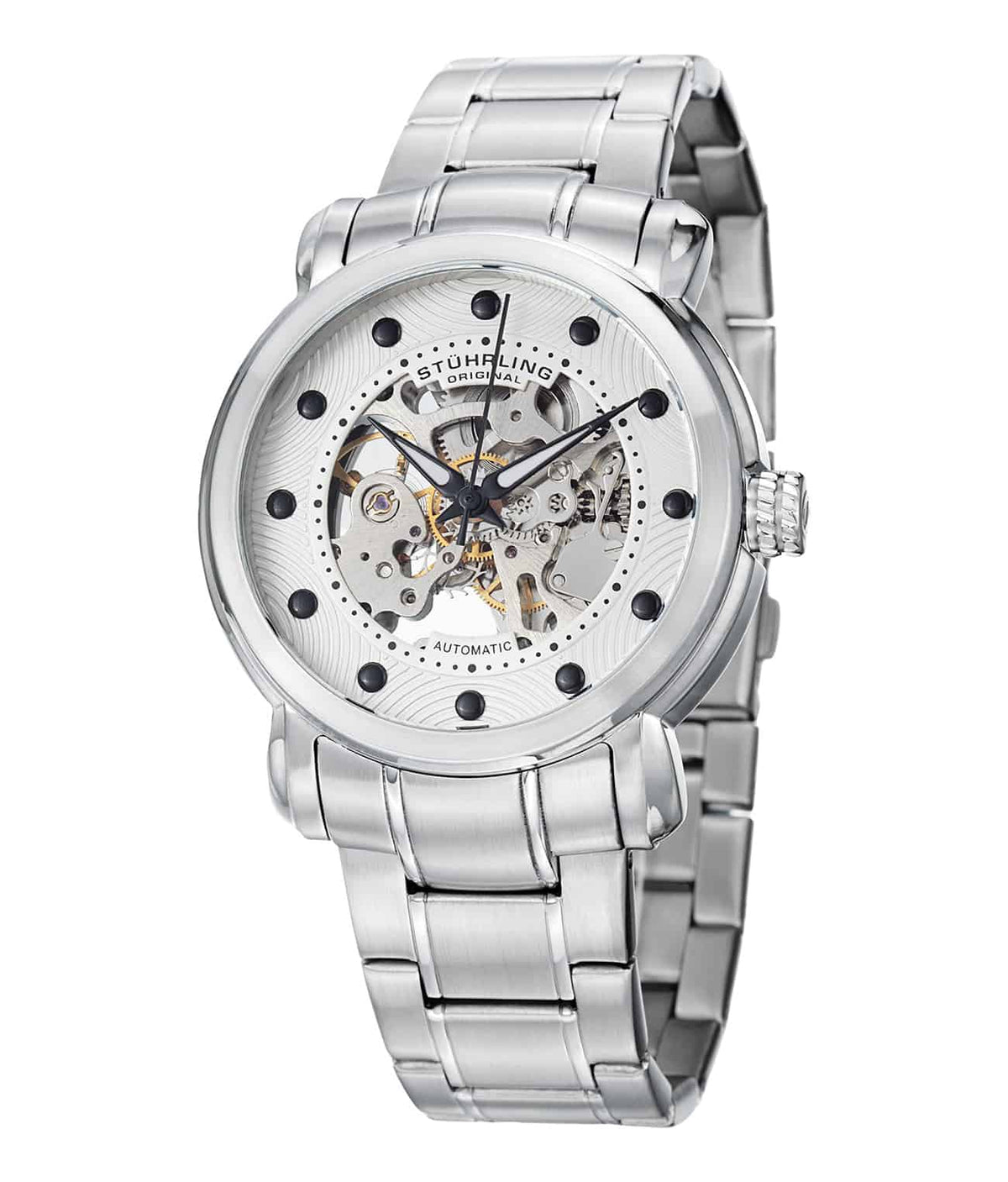 644 Automatic 42mm Skeleton - White Dial / Silver Case / Silver Stainless Steel Bracelet Deployant Buckle
