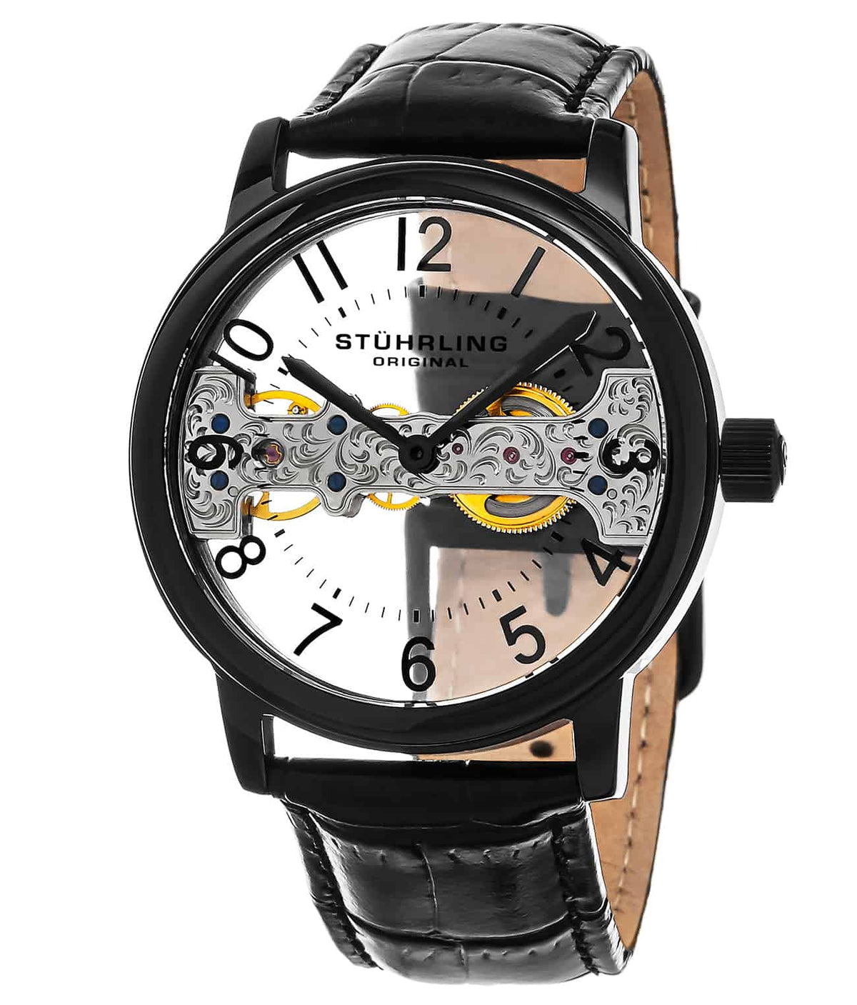 Legacy 680 Hand-wind 42mm Skeleton - Black PVD Case / Black Leather Strap Tang Buckle