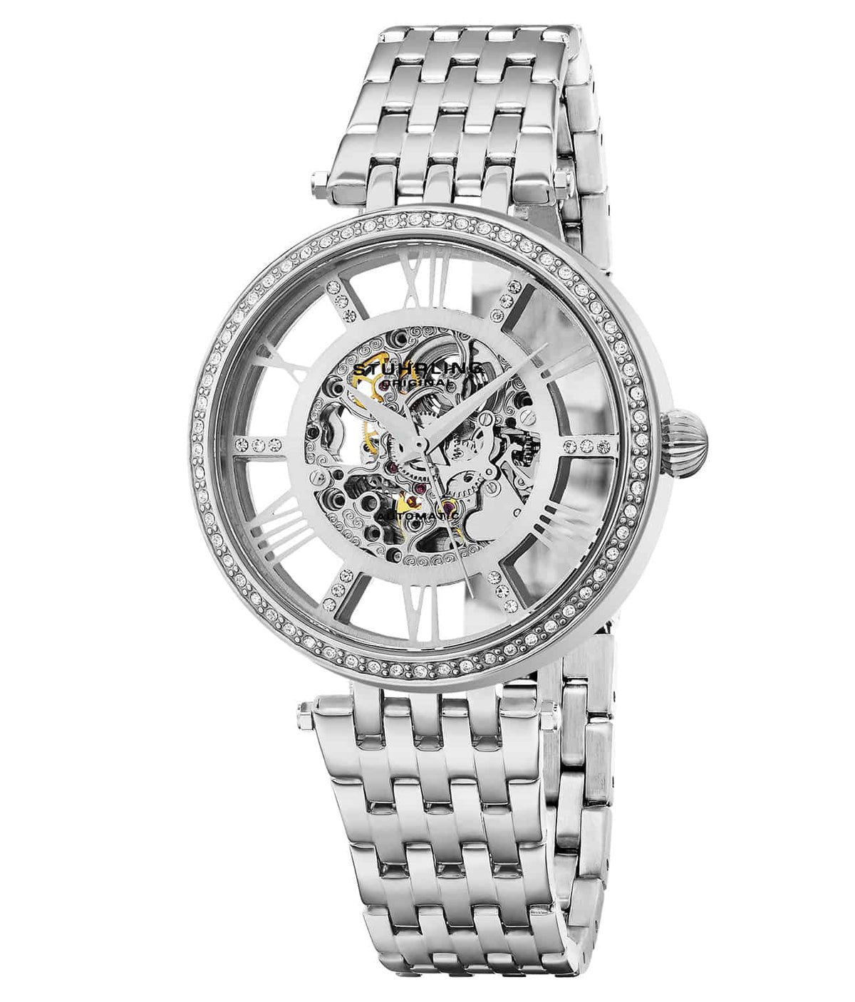 Delphi 724 Automatic 37mm Skeleton - Silver Dial / Silver Case / Silver Stainless Steel Bracelet Foldover Buckle