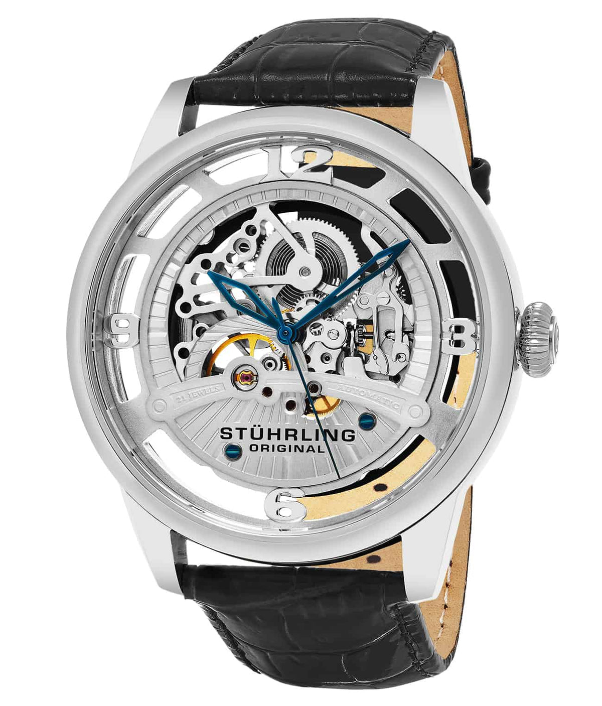 771 Automatic 48mm Skeleton - Silver Dial / Silver Case / Black Leather Strap Tang Buckle