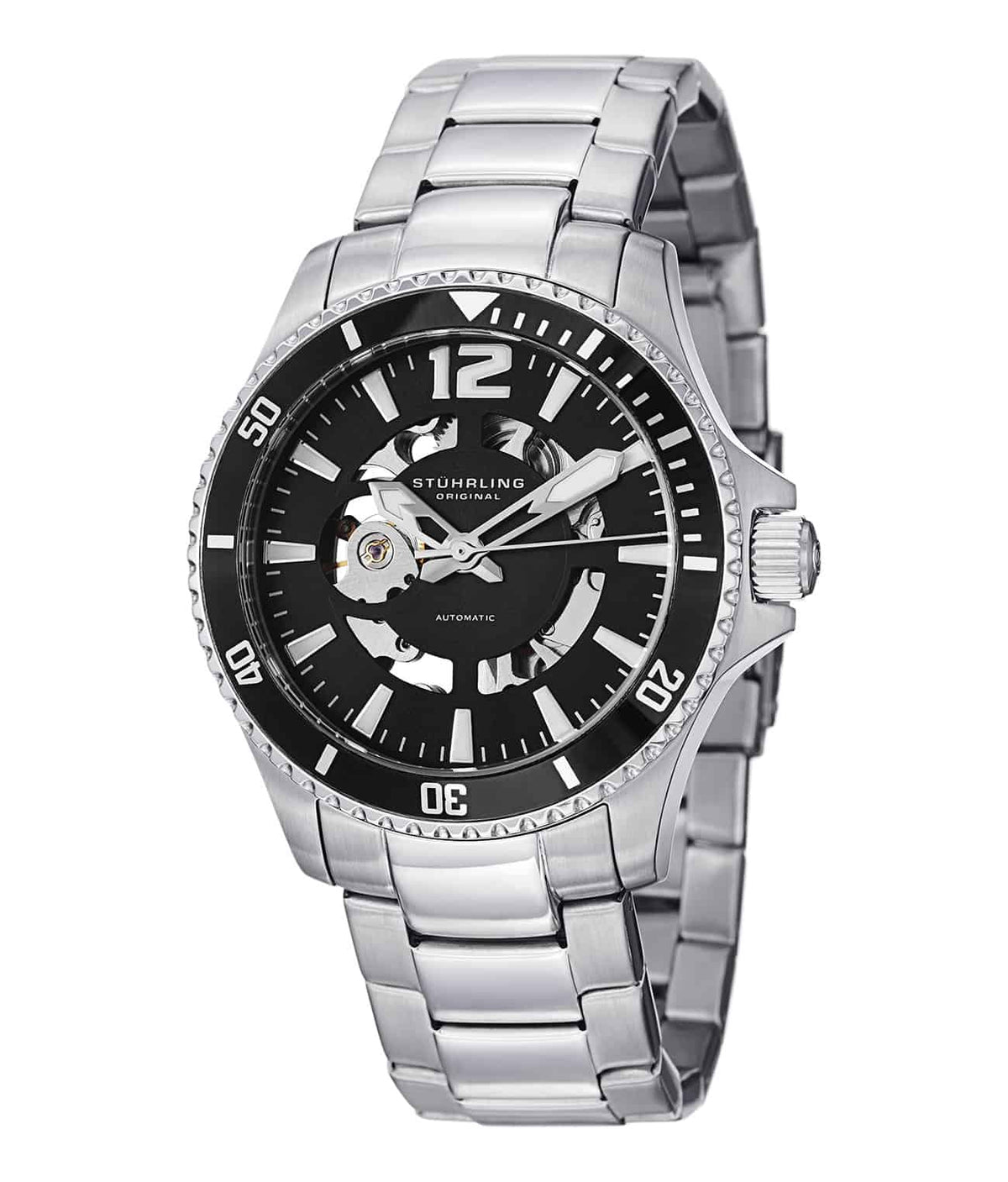 Regatta Makran 772 Automatic 42mm Diver - Black Dial / Silver Case / Silver Stainless Steel Bracelet Deployant Buckle