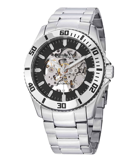 Regatta Antilles 773 Automatic 44mm Skeleton - Black Dial / Silver Case / Silver Stainless Steel Bracelet Deployant Buckle