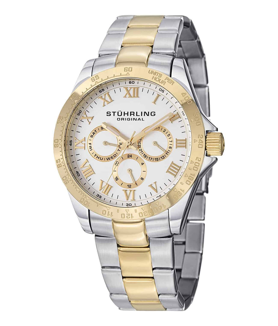 Regal 774G Quartz 42mm Chronograph - White Dial / Silver Case / Silver Stainless Steel Bracelet Deployant Buckle