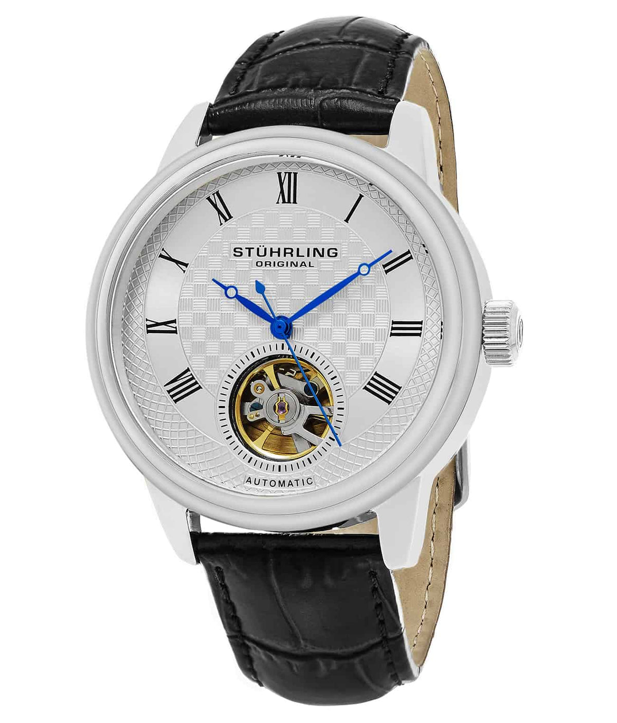 Perennial 780 Automatic 42mm Skeleton - Silver Dial / Silver Case / Black Calf Skin Leather Strap Tang Buckle