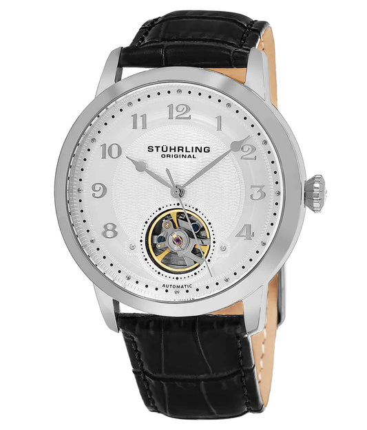 Perennial 781 Automatic 42mm Skeleton - Silver Dial / Silver Case / Black Leather Strap Tang Buckle