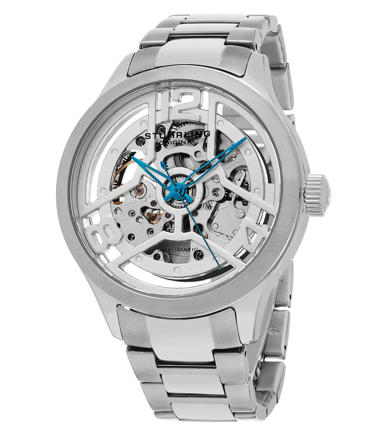 Stührling Winchester 784 Automatic 42mm Skeleton - Silver Dial / Silver Case / Silver Stainless Steel Bracelet Deployant Buckle