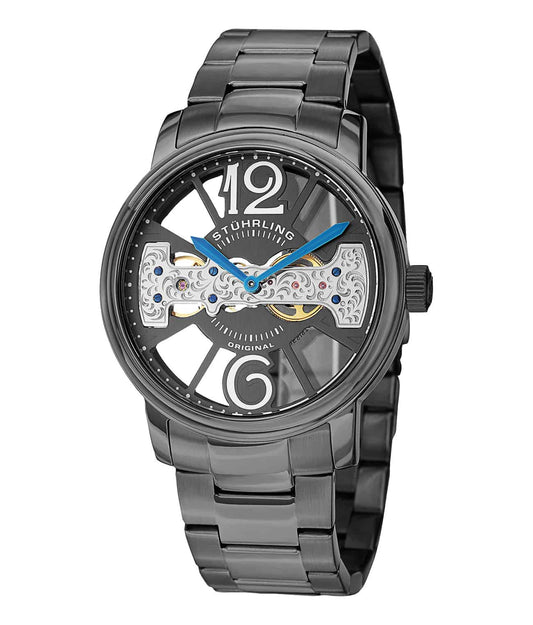 Stührling Winchester County Elite 785B - Gun Metal Grey Dial / Gun Metal Grey Case / Gun Metal Grey Stainless Steel Bracelet Deployant Buckle