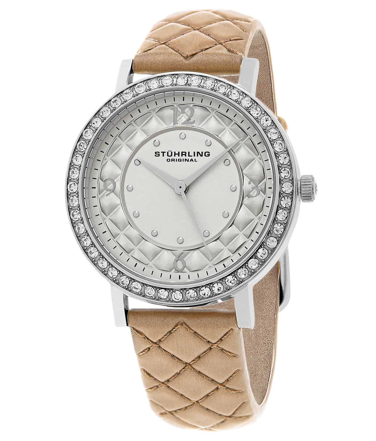 Stührling Audrey 786 Quartz 38mm Fashion - Silver Dial / Silver Case / Tan Leather Strap Tang Buckle