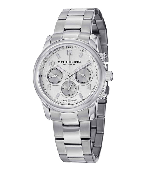 Aruba 796B Quartz 38mm Chronograph - Silver Dial / Silver Case / Silver Stainless Steel Bracelet Deployant Buckle