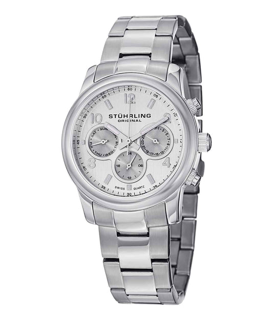 Aruba 796B Quartz 38mm Chronograph - Silver Dial / Silver Case / Silver Stainless Steel Bracelet Deployant Buckle