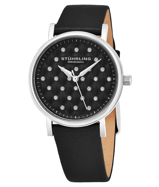 Audrey 799 Quartz 32mm Fashion - Black Dial / Silver Case / Black Leather Strap Tang Buckle